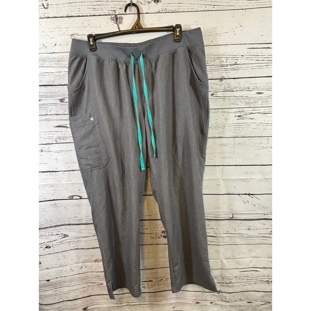 Women's FIGS Gray 3X Ankle & Cropped Pants with Teal Drawstring